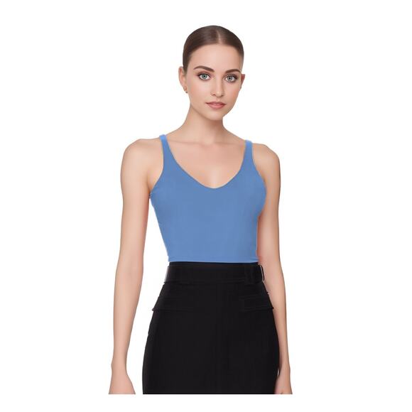 Susana Monaco Sleeveless V-Strap Top 8" in Blue NWT Size Small - Picture 1 of 9
